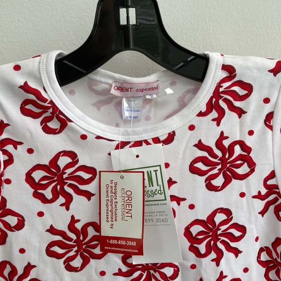 Orient Expressed winter dress / nightgown - white with red bows - size 8 girls - Picture 3 of 5